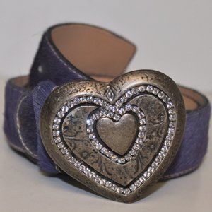 New Blugaya Italian Italy Calf Fur Crystal Belt